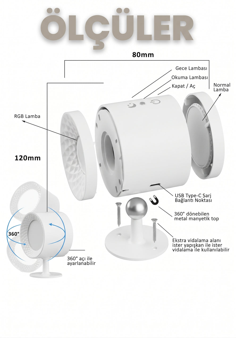 Çift Taraflı LED Aplik 3D İç Mimari